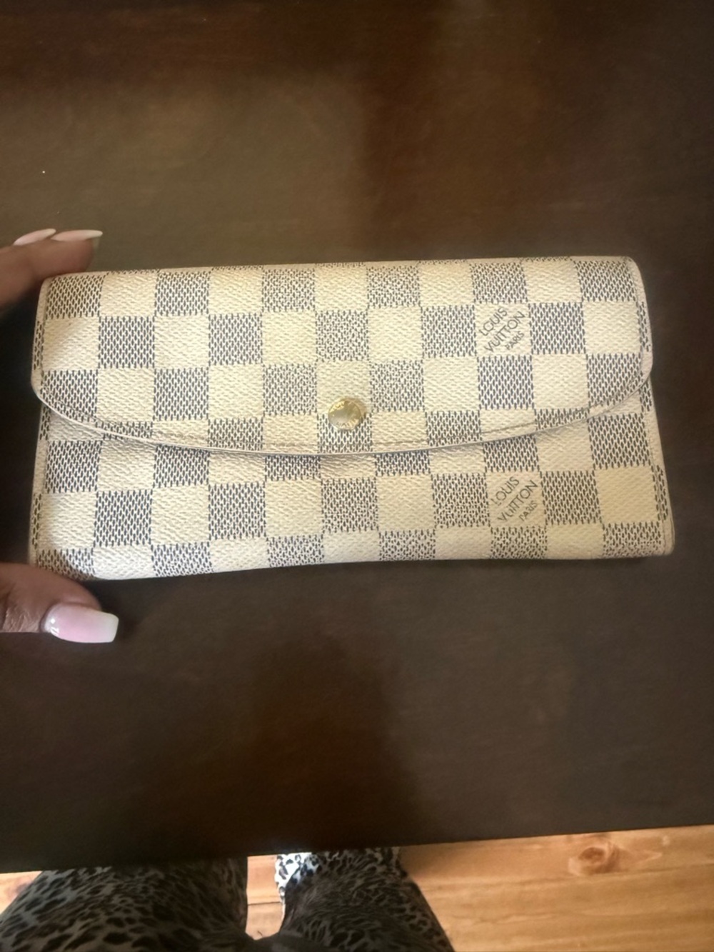 Louis Vuitton Damier Azur Foldover Wallet in Cream and Light Gray